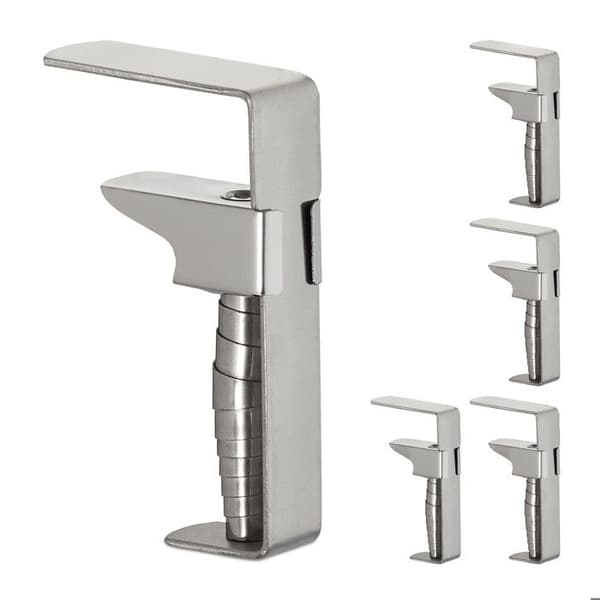 Relaxdays Bordsklämmor, set med 5, justerbara för tjocka bord, rostfritt stål, upp till 4 cm, silver.