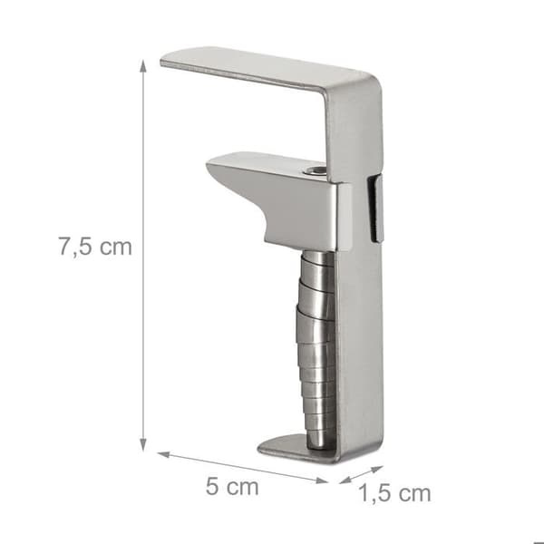 Relaxdays Bordsklämmor, set med 5, justerbara för tjocka bord, rostfritt stål, upp till 4 cm, silver.