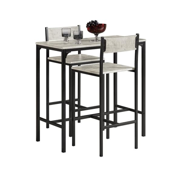 SoBuy Baaripöytä ja 2 baarituolit Ruokailuryhmä 2 hengelle. betonikuvio P89*L45*K87 cm, Enimmäiskuormitus: 150 kg/Baarituolit OGT03-HG