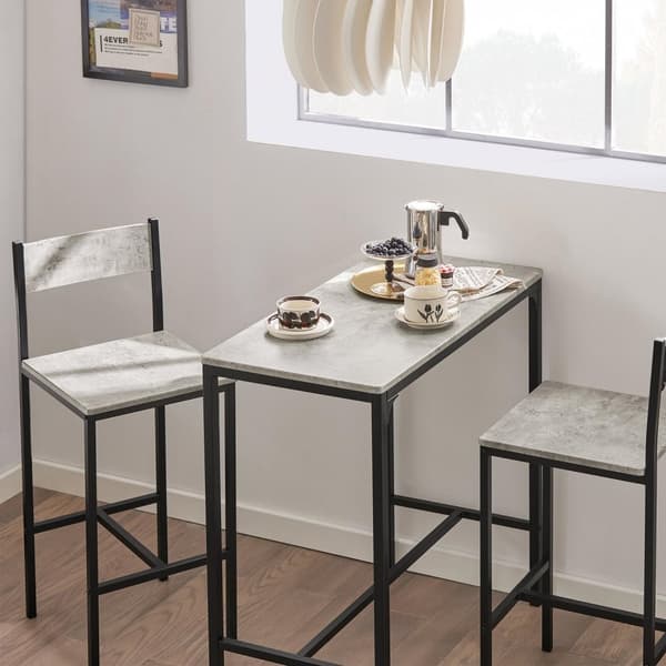 SoBuy Baaripöytä ja 2 baarituolit Ruokailuryhmä 2 hengelle. betonikuvio P89*L45*K87 cm, Enimmäiskuormitus: 150 kg/Baarituolit OGT03-HG