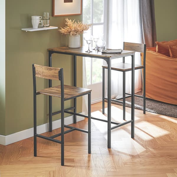 SoBuy Baaripöytä ja 2 baarituolit Ruokailuryhmä 2 hengelle. puukuvio P89*L45*K100 cm, Enimmäiskuormitus: 150 kg/Baarituolit OGT03-XL