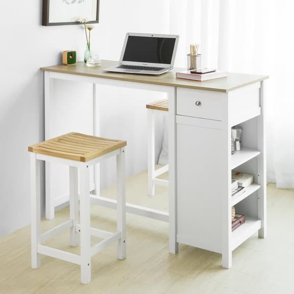 SoBuy skrivebord med skuffe computerbord Skriveb Spisebord med 3 hylder FWT64-WN