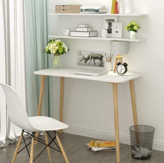 Träarbetsbord - Desk - för hem och kontor - Tabell - Tabeller - Datorarbetskontor - 100 x 50 x 75 cm - Trä & bambu