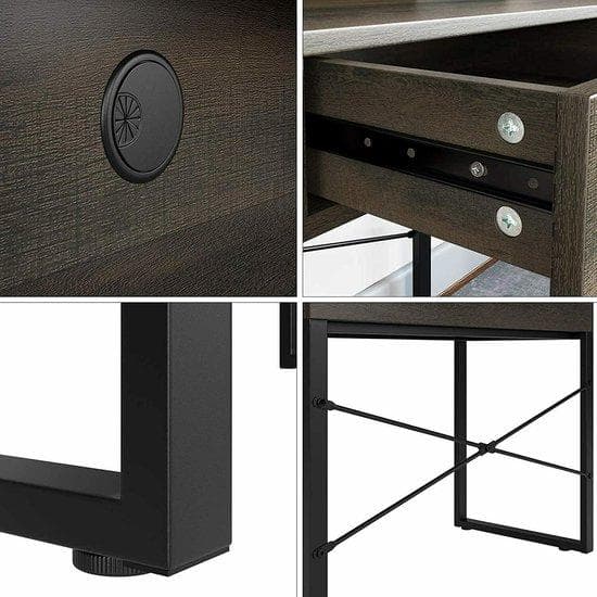 Loft Home Modern Desk - Laptop Table - Vintage - Industrial Desk - Klapafel - Black/Brown - Wood/Metal