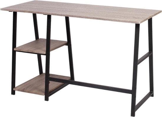 Manzibo Modern Desk - Laptop Table - Vintage - With Storage Space - Industrial Desk - Grey - Wood