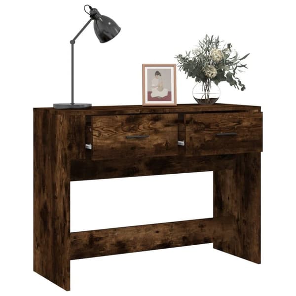 vidaXL konsolbord 100x39x75 cm konstrueret træ røget egetræsfarve