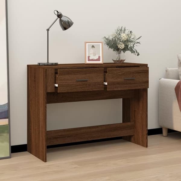 vidaXL konsolbord 100x39x75 cm konstrueret træ Brun egetræ