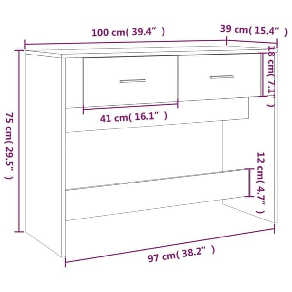 vidaXL Konsolbord betonggrå 100x39x75 cm konstruerat trä