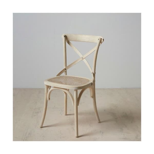 Matsalsstol 45 x 42 x 87 cm Trä Vit Rattan