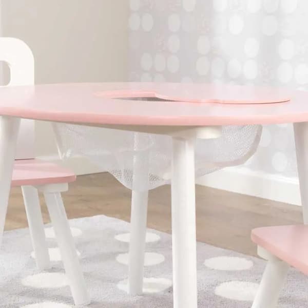Kidkraft Runt lekbord med 2 stolar och förvaring, rosa/vitt