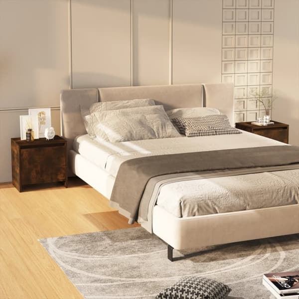 sengeborde 2 stk. 45x34x44,5 cm konstrueret træ røget egetræ