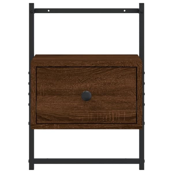 væghængt sengebord 35x30x51 cm konstrueret træ brunt egetræ