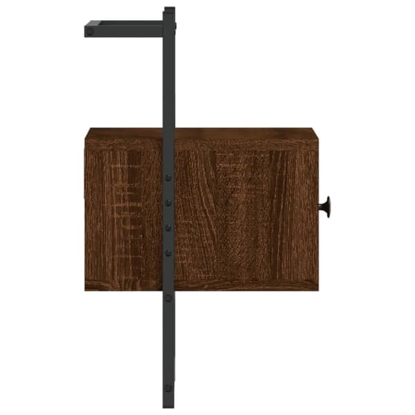 væghængt sengebord 35x30x51 cm konstrueret træ brunt egetræ