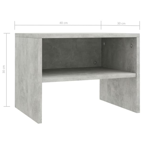 sengebord 40x30x30 cm konstrueret træ Betongrå