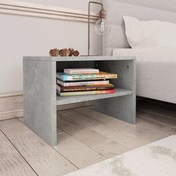 sengebord 40x30x30 cm konstrueret træ Betongrå