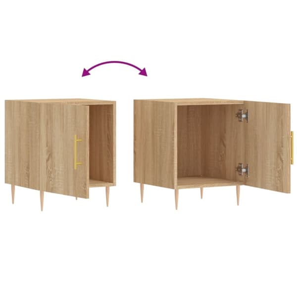 sengeborde 2 stk. 40x40x50 cm konstrueret træ sonoma-eg