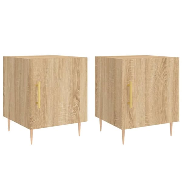 sengeborde 2 stk. 40x40x50 cm konstrueret træ sonoma-eg