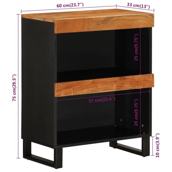 skab 60x33x75 cm massivt akacietræ
