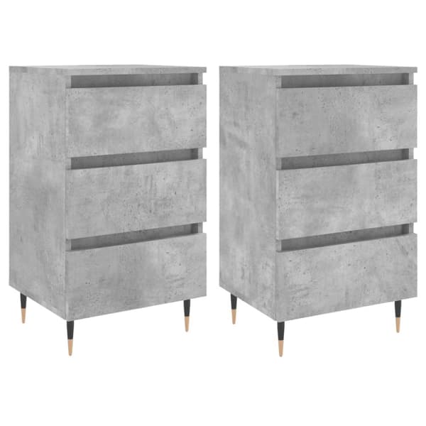Yöpöydät 2 kpl betoninharmaa 40x35x69 cm tekninen puu
