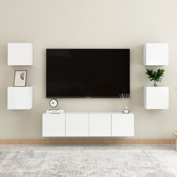 sengeskabe 2 stk. 30,5x30x30 cm konstrueret træ hvid højglans