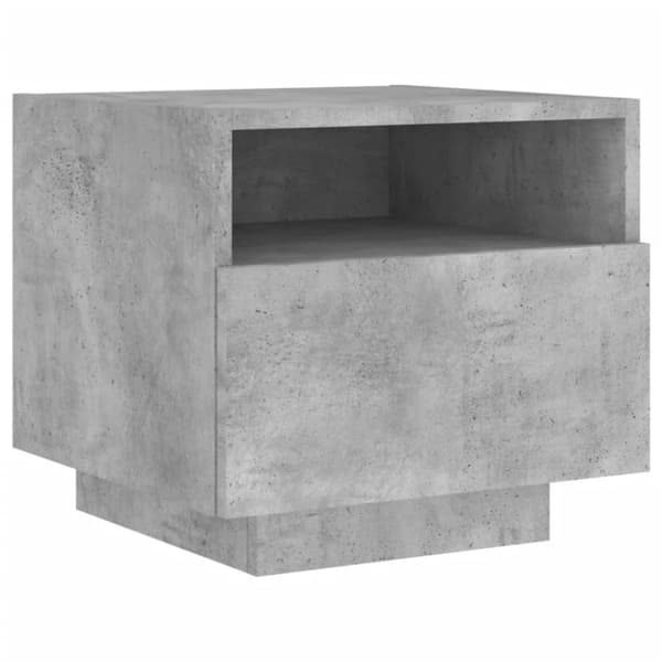 sengebord med LED-lys 40x39x37 cm betongrå