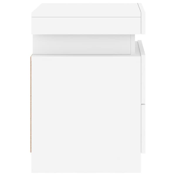 vidaxL sengebord med LED-lys 35x39x55 cm hvid