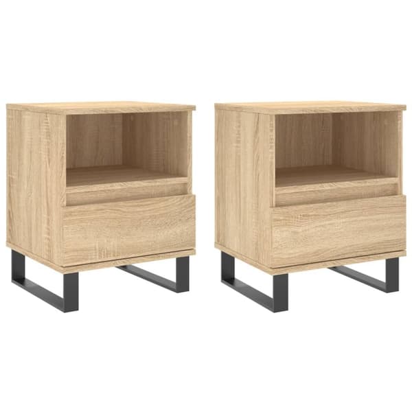 sengeborde 2 stk. 40x35x50 cm konstrueret træ sonoma-eg
