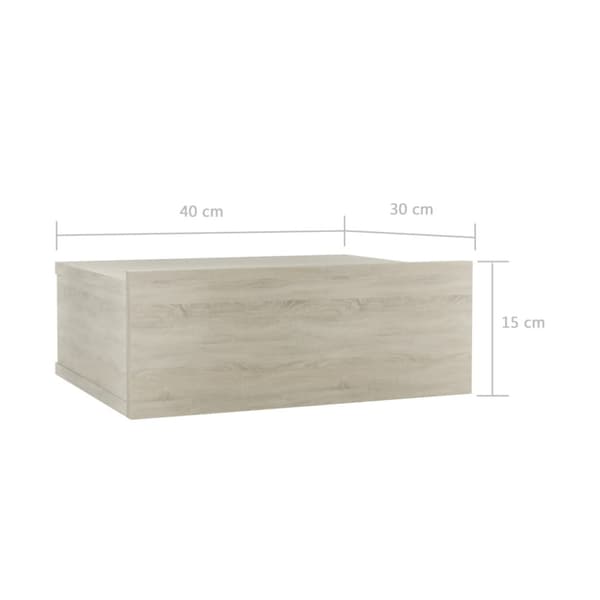svævende natbord 40 x 30 x 15 cm konstrueret træ sonoma-eg