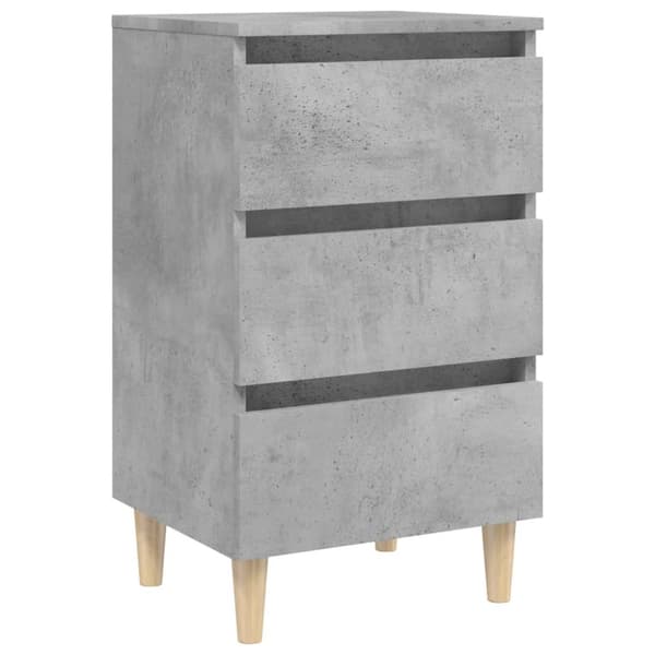 Yöpöytä täyspuiset jalat betoninharmaa 40x35x69 cm