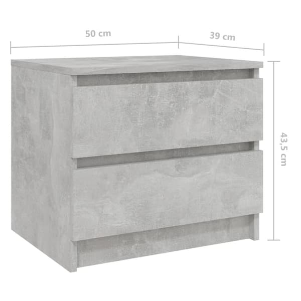 sengebord 50x39x43,5 cm konstrueret træ betongrå