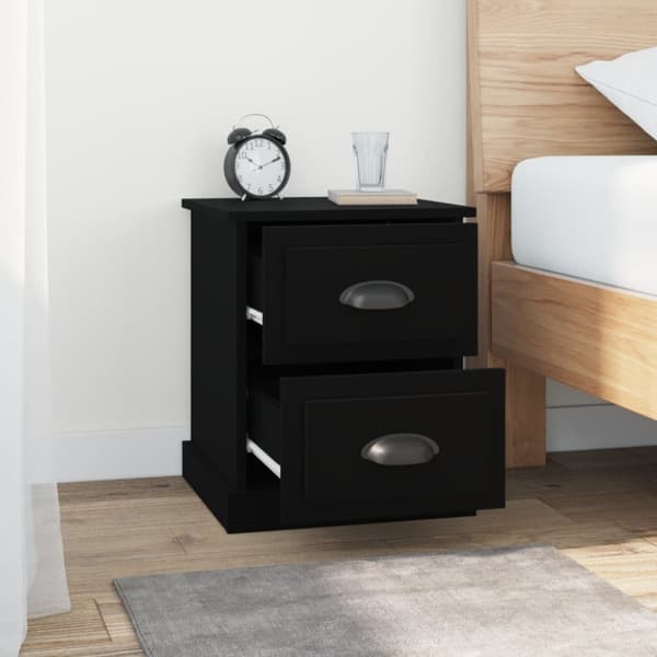 sengeborde 2 stk. 39x39x47,5 cm konstrueret træ sort