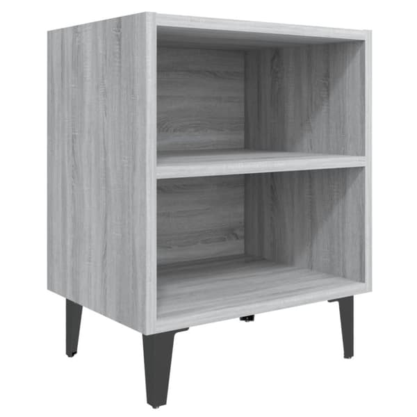 sengebord med metalben 40x30x50 cm grå sonoma-eg