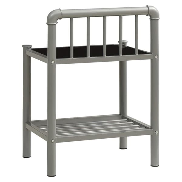 sengeskabe 2 stk. metal og glas grå og sort