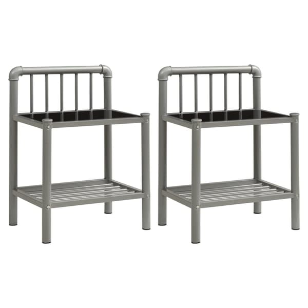 sengeskabe 2 stk. metal og glas grå og sort