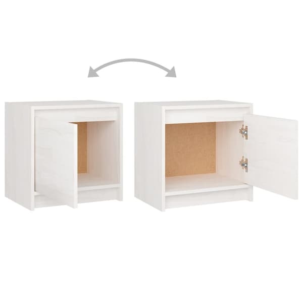 sengeborde 2 stk. 40x30,5x40 cm massivt fyrretræ hvid