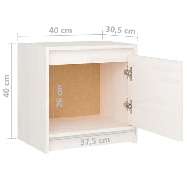 sengeborde 2 stk. 40x30,5x40 cm massivt fyrretræ hvid
