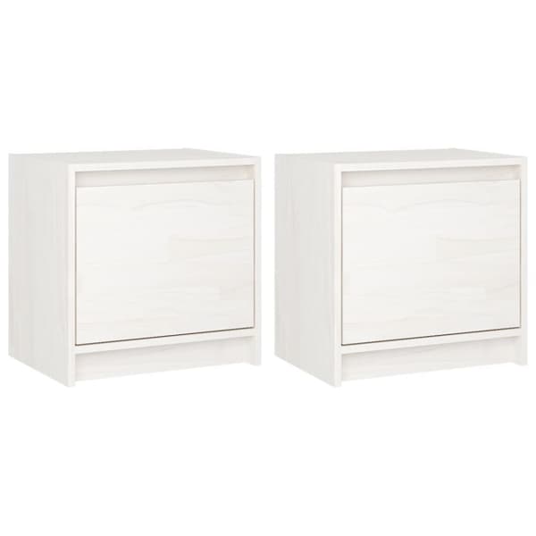 sengeborde 2 stk. 40x30,5x40 cm massivt fyrretræ hvid