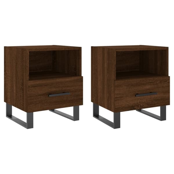 sengeborde 2 stk. 40x35x47,5 cm konstrueret træ brunt egetræ
