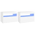 Pikkukuva 2 / 10: Yöpöytä LED-valoilla valkoinen 60x35x40 cm tekninen puu