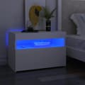 Pikkukuva 1 / 10: Yöpöytä LED-valoilla valkoinen 60x35x40 cm tekninen puu