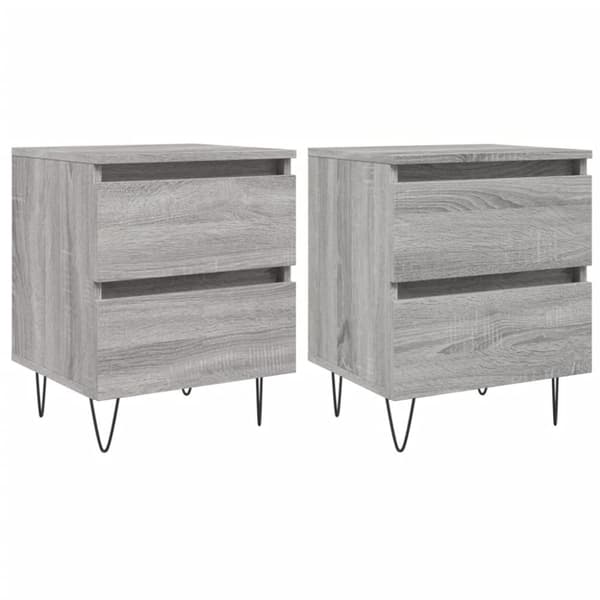 Yöpöydät 2 kpl harmaa Sonoma 40x35x50 cm tekninen puu