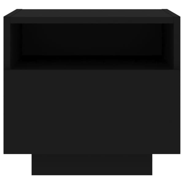 sengebord med LED-lys 40x39x37 cm sort