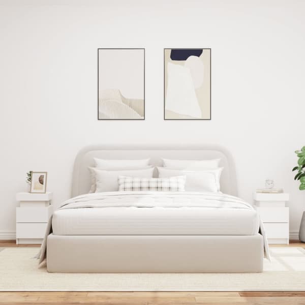 Sängbord med LED 2 st vit 35x39x55 cm