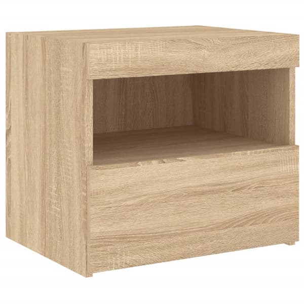 sengebord med LED-lys 50x40x45 cm sonoma-eg