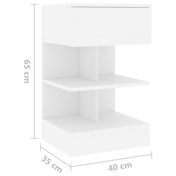 Sängbord vit 40x35x65 cm konstruerat trä