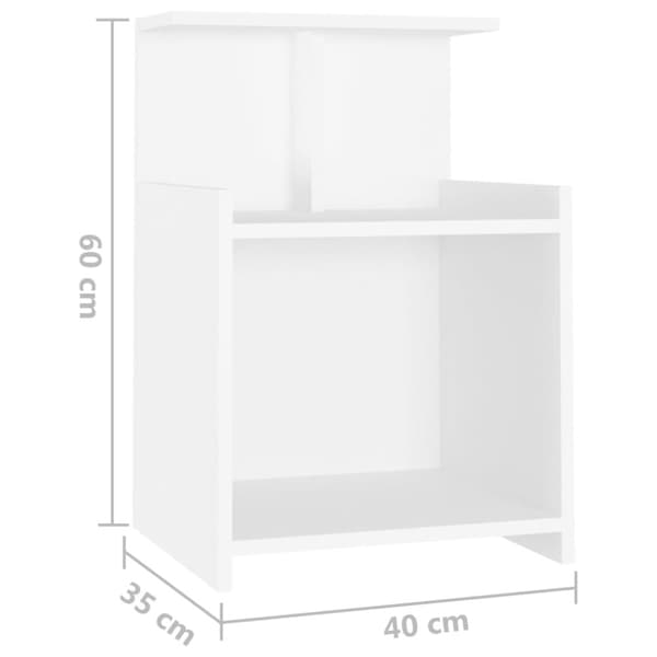 Sängbord vit 40x35x60 cm konstruerat trä