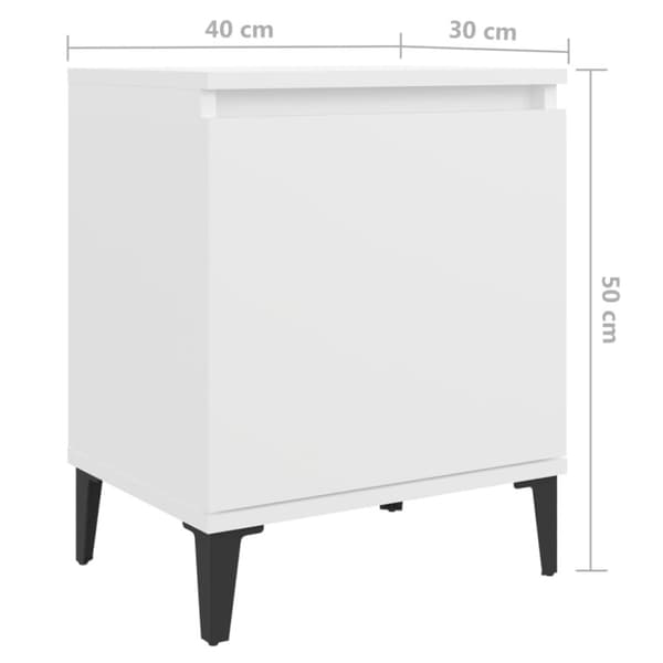 sengebord med metalben 40x30x50 cm hvid