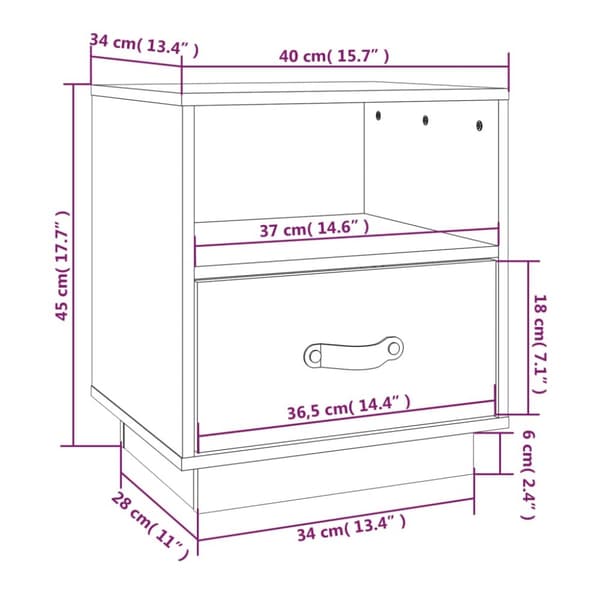sengeborde 2 stk. 40x34x45 cm massivt fyrretræ sort