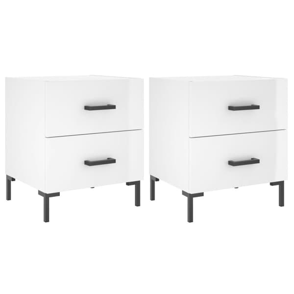 sengeborde 2 stk. 40x35x47,5 cm konstrueret træ hvid højglans