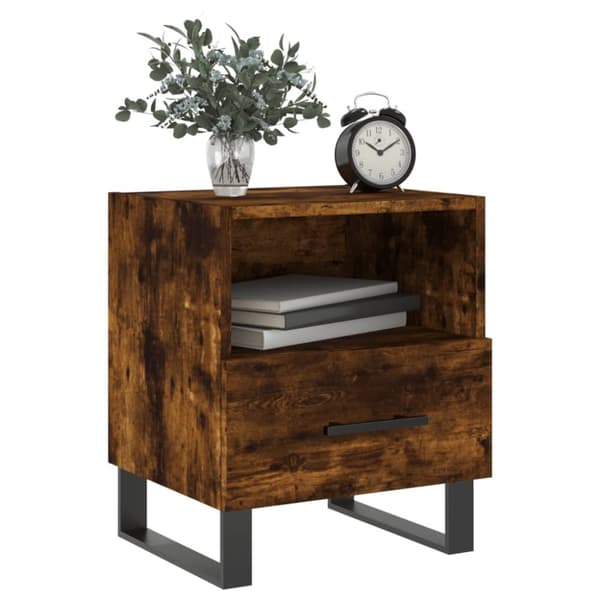 sengeborde 2 stk. 40x35x47,5 cm konstrueret træ røget egetræ